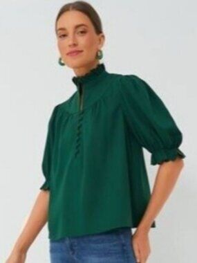 Tuckernuck Pomander Place Selena Blouse Green XS NEW WITH TAGS